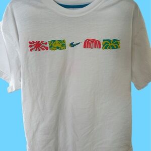 Nike White Tee with Colorful Graphic